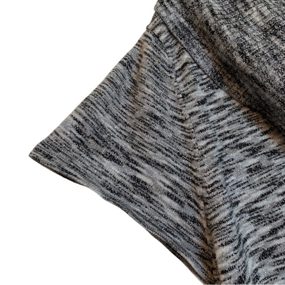 APT. 9 Sweater Black Grey White Metallic Silver Cowl Neck Short Sleeve Size XL - Picture 5 of 14